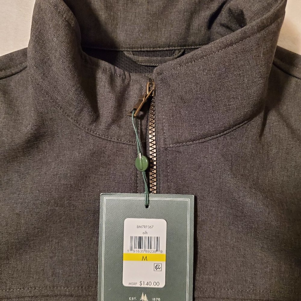 $140 G.H. Bass & Co Dark Taupe Solid Full Zip Jacket Medium